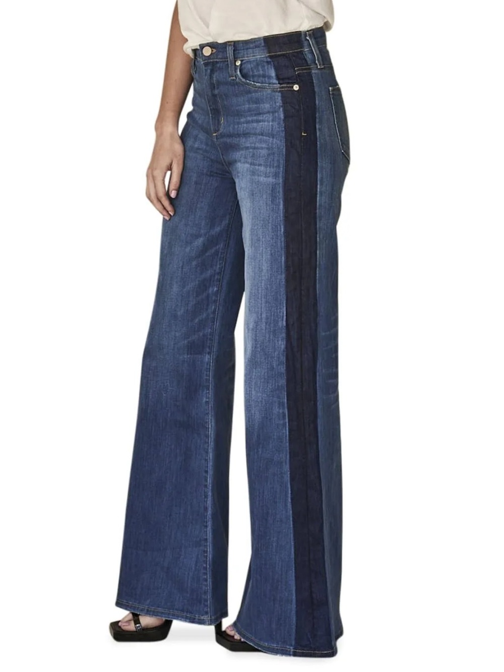 Cynthia Rowley x Midheaven Denim Wide Leg Two-Tone Blue Jeans size 27
